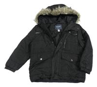 Černá prošívaná šusťáková zimní outdoorová bunda s kapucí s kožešinou REGATTA