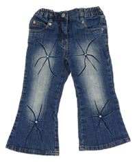 Tmavomodré flare rifle s kamínky PRETTY GIRL