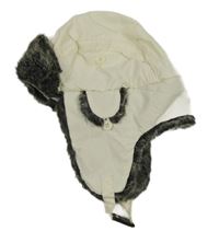 Bílá šusťáková zateplená beranice s kožešinou edc