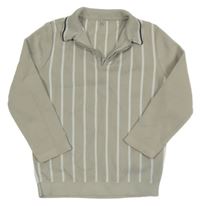 Světlešedo-bílý pruhovaný svetr s límečkem George