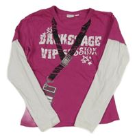 Malínovo-bílé triko s nápisy a visačkou HOT&SPICY