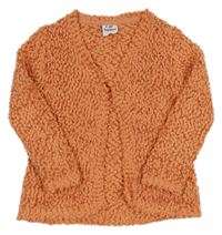 Lososovo-rezavý huňatý propínací svetr Topolino
