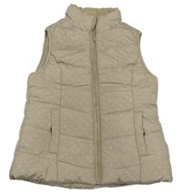 Béžová puntíkatá prošívaná šusťáková zateplená veta crash one