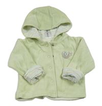 Světlezelená sametová propínací podšitá mikina se šnečkem a kapucí C&A