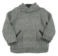 Šedý melírovaný vlněný svetr ZARA