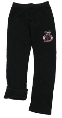 Černé teplákové zateplené legíny s medvídkem GRACE