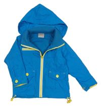 Modrá šusťáková jarní bunda s odepínací kapucí 