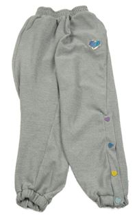 Šedé melírované žebrované tepláky s metalickým srdíčkem 