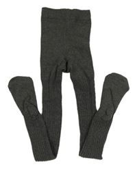 Tmavošedé melírované žebrované punčocháče 