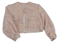 Světlerůžovo-barevná melírovaná teplá jarní crop bunda RIVER ISLAND
