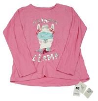 Nové - růžové pyžamové triko s lamou a nápisy St. Bernard