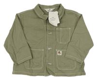 Nové - khaki riflová bunda s nášivkou a límečkem H&M
