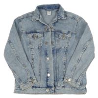 Modrá plísňová riflová bunda s obrázky a límečkem H&M