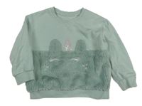 Světleolivovošedá mikina s jednorožcem a kožešinou George