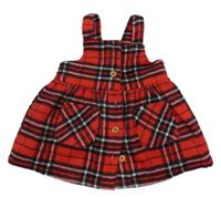 Červeno-černo-bílé kostkované vlněné propínací šaty F&F