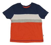 Červeno-šedo-bílo-tmavomodré tričko Liegelind