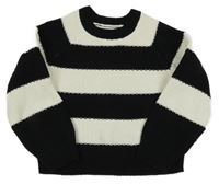Černo-bílý pruhovaný žinylkový svetr F&F
