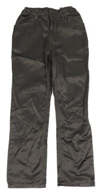 Tmavošedé saténové kalhoty s mašlemi H&M