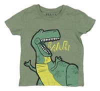 Khaki tričko s dinosaurem PRIMARK