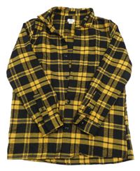 Černo-oranžovožlutá kostkovaná flanelová košile RIVER ISLAND