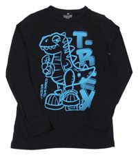 Černé triko s dinosaurem H&M