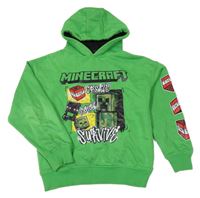 Zelená oversize mikina s Minecraft a kapucí C&A