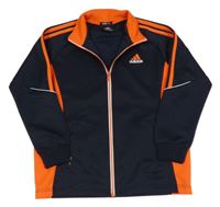Tmavomodro/oranžová funkční sportovní propínací mikina Adidas