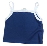 Tmavomodrý žebrovaný crop top H&M