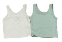 2x crop top - světlezelený + bílý George