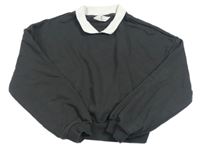 Antracitová crop mikina s límečkem H&M