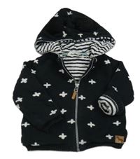 Černý vzorovaný podšitý propínací svetr s kapucí zn. John Lewis