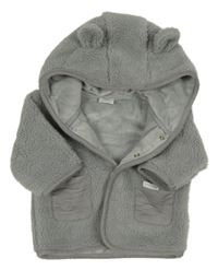 Šedá huňatá propínací mikina s kapucí Next