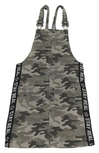 Šedé army riflové laclové šaty s pruhem s nápisy Y.F.K.