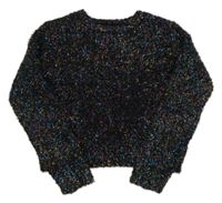 Černo-barevný třpytivý chlupatý crop svetr Primark