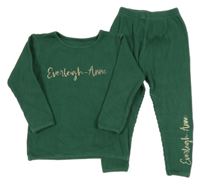 2set - Zelené žebrované triko s nápisem + legíny