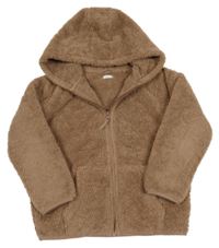 Hnědá chlupatá propínací mikina s kapucí Next