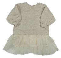 Béžovo-krémové teplákovo/tylové šaty Next