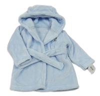 Nové - Světlemodrý chlupatý župan s medvědem a kapucí Nutmeg