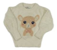 Světlebéžový chlupatý svetr se srnkou C&A