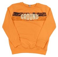 Neonově oranžová mikina s nápisem Yigga