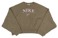 Hnědá crop mikina s logem Nike