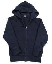 Tmavomodrá propínací mikina s kapucí Tu