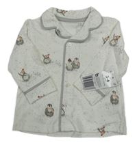 Nové - Bílá puntíkatá pyžamová košile s tučňáky Matalan