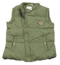 Khaki šusťáková zateplená vesta s nášivkou X-Mail