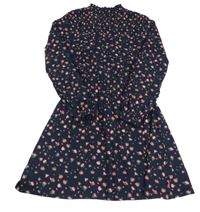 Tmavomodré květované bavlněné šaty