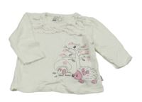 Bílé triko s ježkem a volánky Ergee