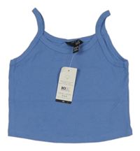 Nové - Modrý žebrovaný crop top New Look