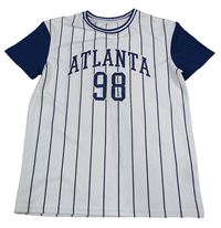 Bílo-tmavomodré pruhované sportovní tričko s číslem Primark