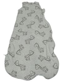 Šedý melírovaný zateplený spací pytel s žirafami Lily & Dan