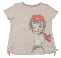 Světlerůžové tričko s dívkou Kids